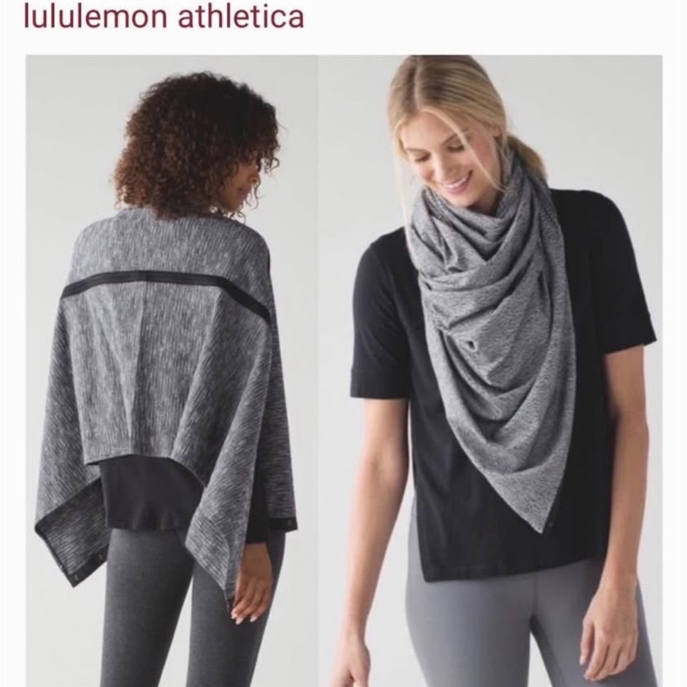 NET Lululemon Heathered Black Vinyasa Wrap Scarf Cover Up Shawl